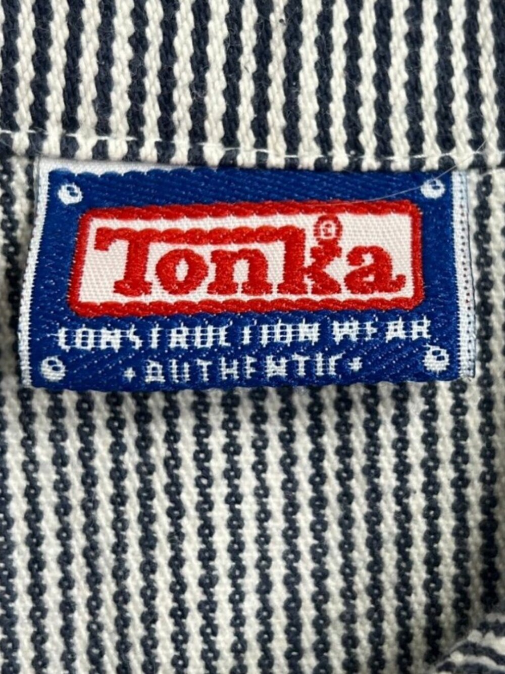 Vintage 1999 Tonka Construction Wear Hickory Stripe Denim Jacket 18M - Picture 4 of 6